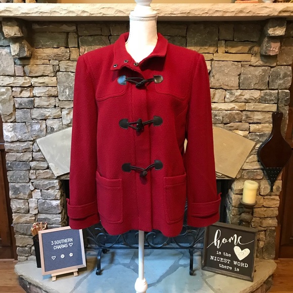 Talbots Jackets & Blazers - NWOT Talbots Red Pea Coat Size 16